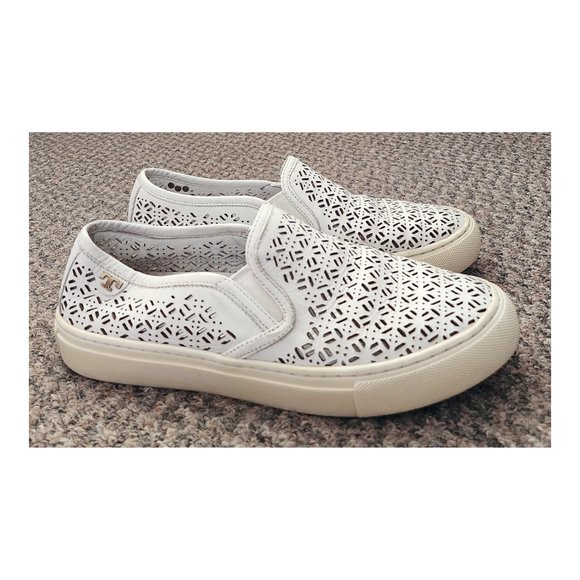 Tory Burch Shoes - TORY BURCH Cut Out White Leather Slip On Loafer Flats